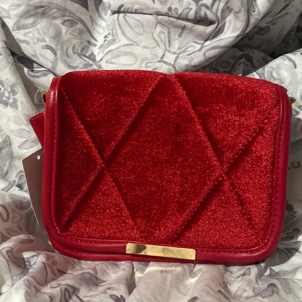Red soft crossbody purse